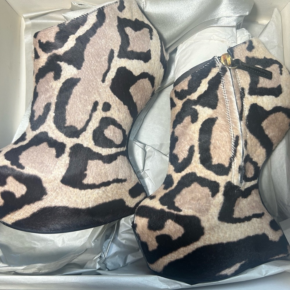 Giuseppe Zanotti Avorio Ankle Booties Pony Hair Leopard